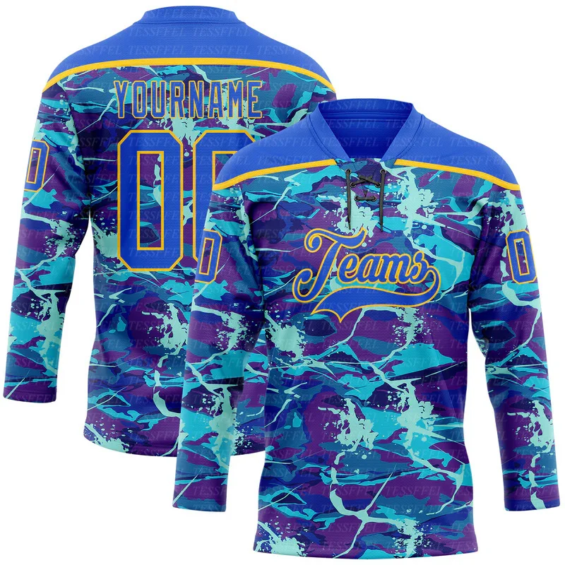 

Custom Name Drop Shipping Graffiti Graphic Logo Classic Vintage Retro Pullover 3DPrint Casual Funny Lace Hockey Jersey Shirts Q9