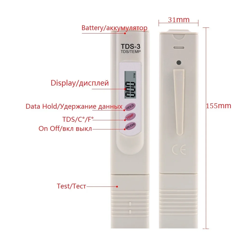 Portable LCD Digital TDS Water Quality Tester Water Testing Pen Filter Meter Measuring Tool For Fish Aquarium Swimming Pool