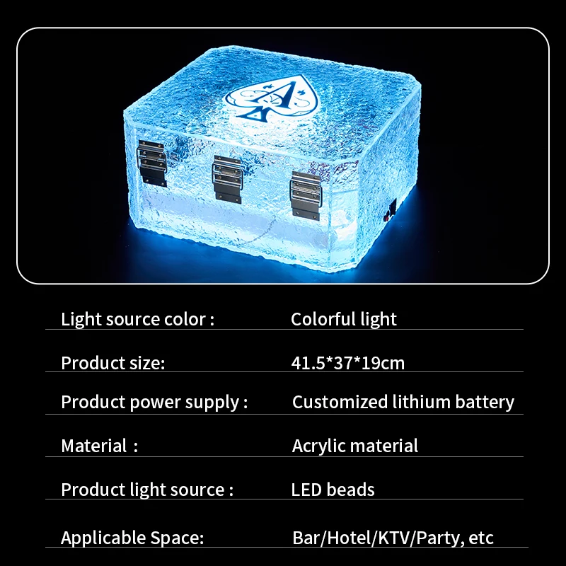 Acrylic Shovel Box VIP Champagne LED Bottle Display Stand Briefcase Box Holder Wine Beauty Device