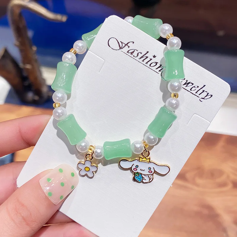 Cartoon character Sanrio Hellokitty Cinnamoroll Melody adjustablet crystal bamboo joint bracelet Beads Jewelry Accessories