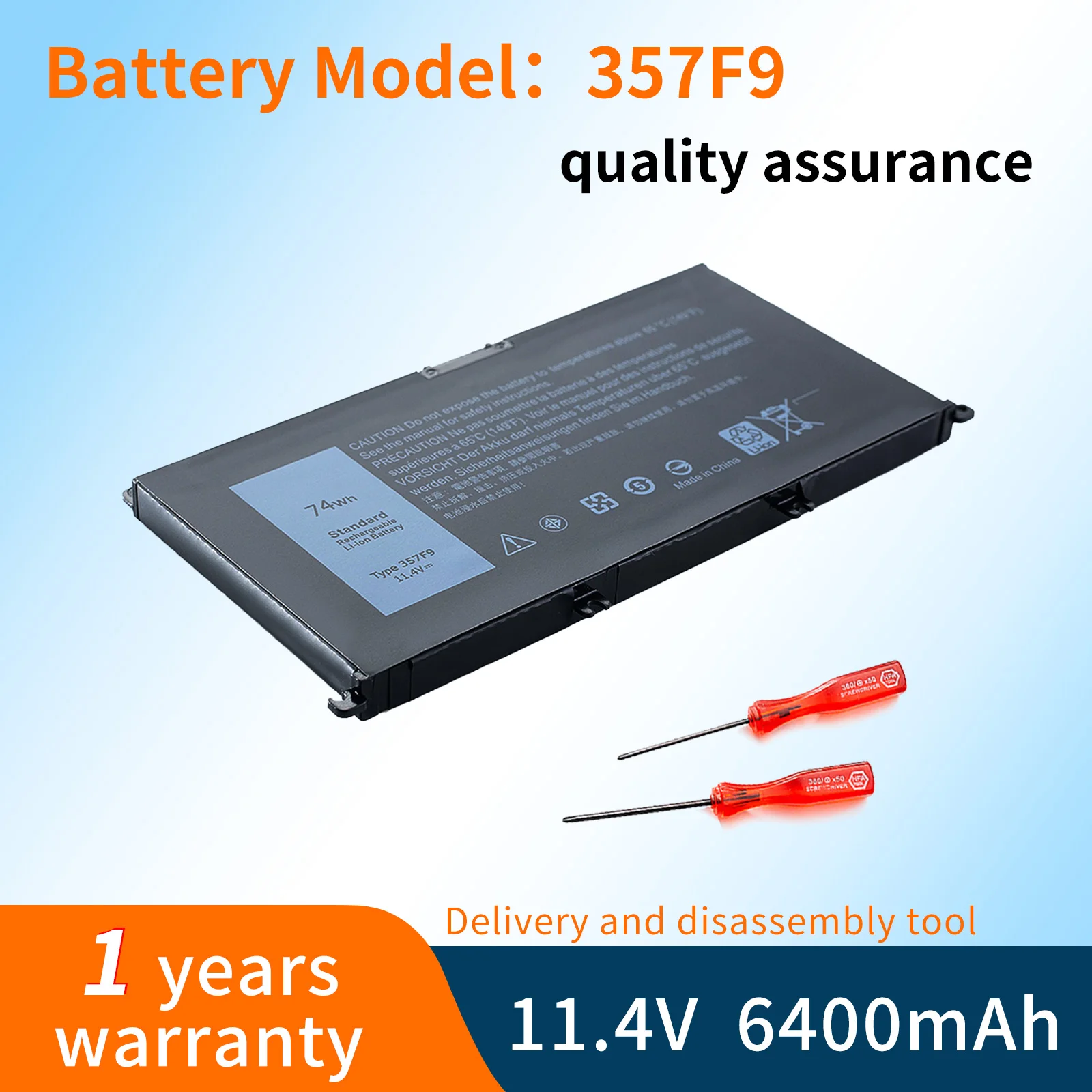 BVBH 11.4V 74Wh NEW 357F9 Battery For DELL Inspiron 15 Gaming 5576 5577 7566 7567 7000 7557 7559 P65F P57F P65F001 P57F00