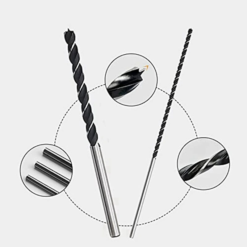 FYBL 14Pcs Extra Long Wood Drill Bit Set, 12 Inch 300mm, Spiral Drill Bits for Woodworking, HSS