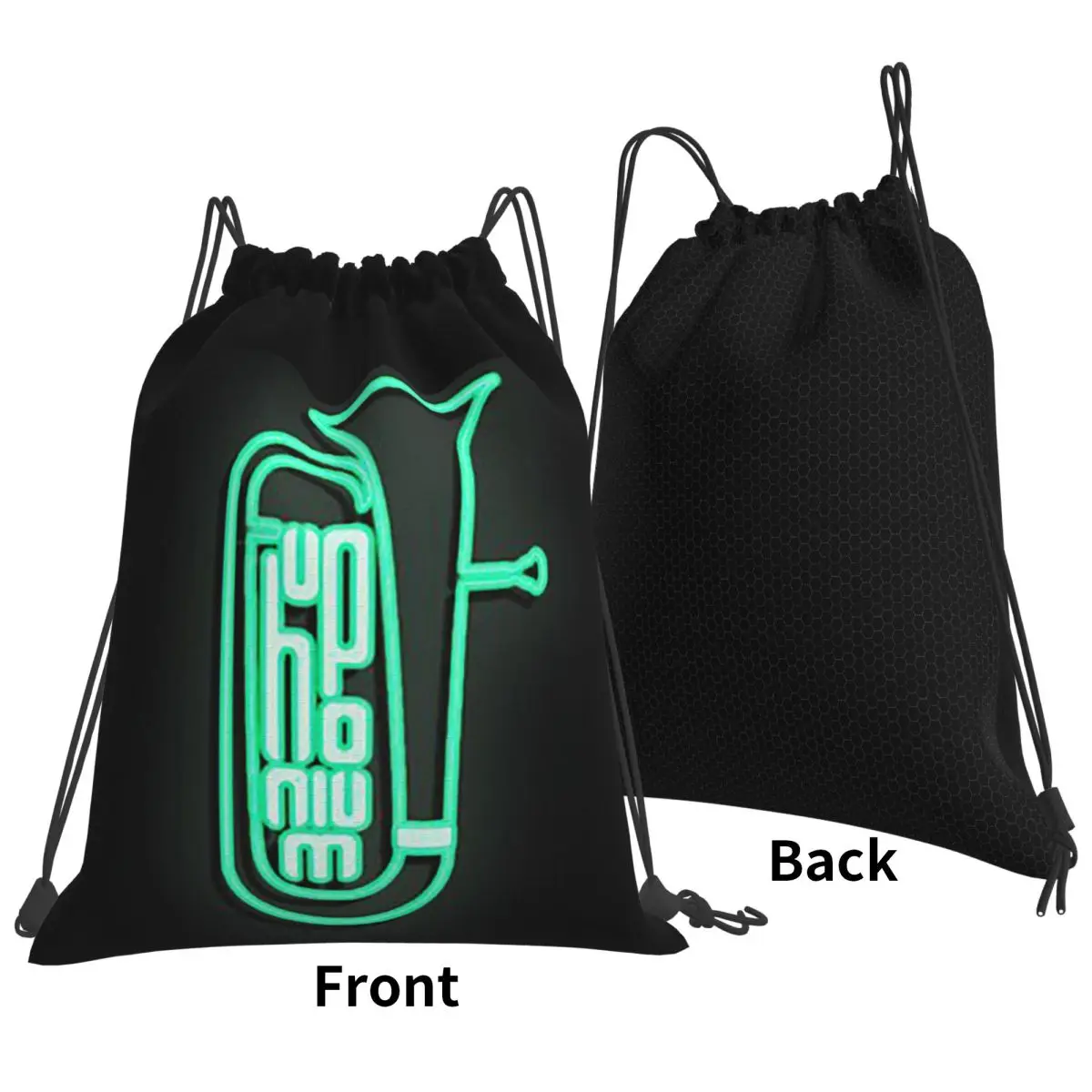 Neon Euphonium Backpacks Casual Portable Drawstring Bags Sports Bag Book Bags For Travel Students