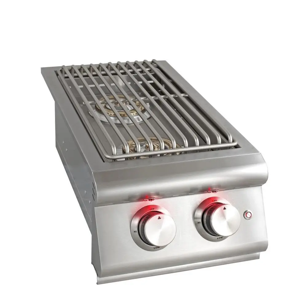 

Stainless Steel Outdoor Blaze Double Side Burner Propane LP Grill Barbeque LED Lights Thermometer Best Of Backyard For Grilling
