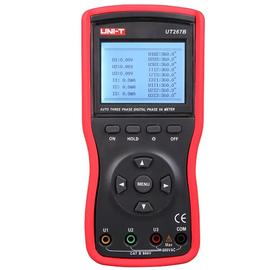 

UNI-T UT267B Автоматические клещи 3-фазный тестовый ток Мультиметр сопротивления магазина Точный цифровой дисплей с данными RS-232
