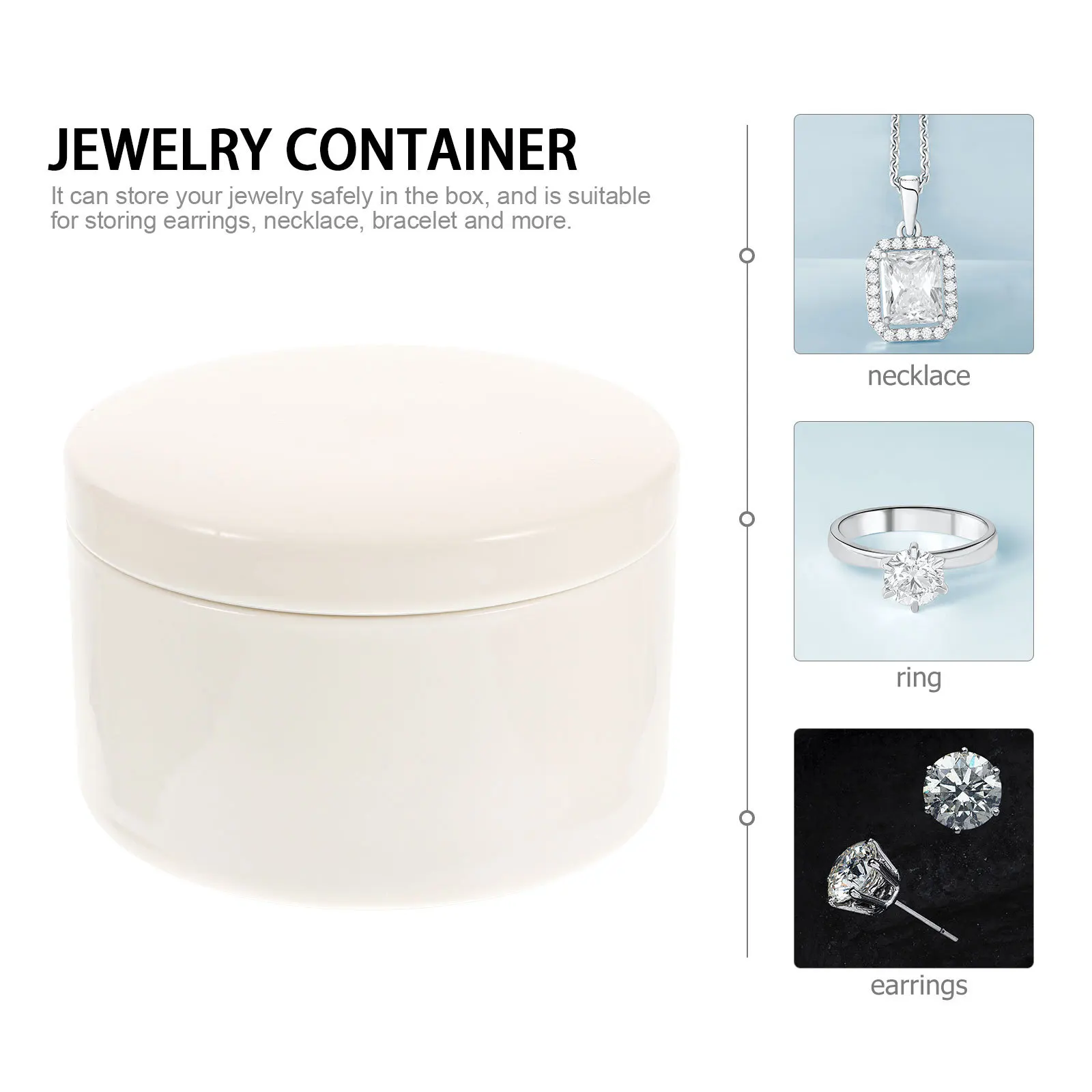 

White Ceramic Jewelry Case Organizer Elegant Desktop Storage Box for Necklaces Earrings Rings Home Decor Ceramic Jewelry Case