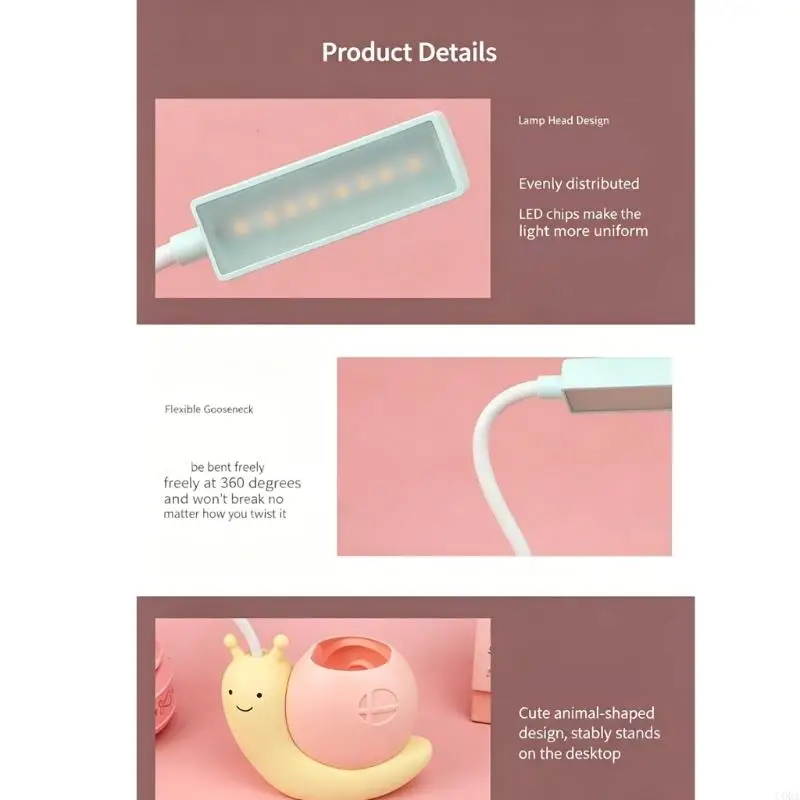 CORA Adorable Table Decorative Lamp with 8 Hours Battery Life, Pen Holders Function And Antislip Base For Student Study