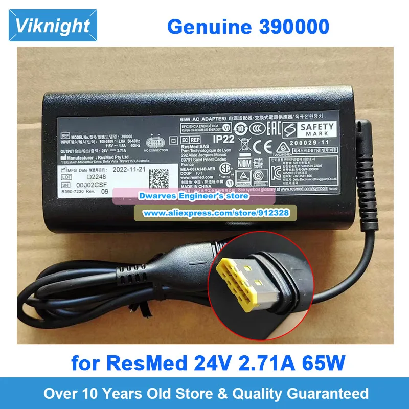 Genuine 390000 AC Adapter 24V 2.71A 65W Charger for ResMed S11 Power Supply