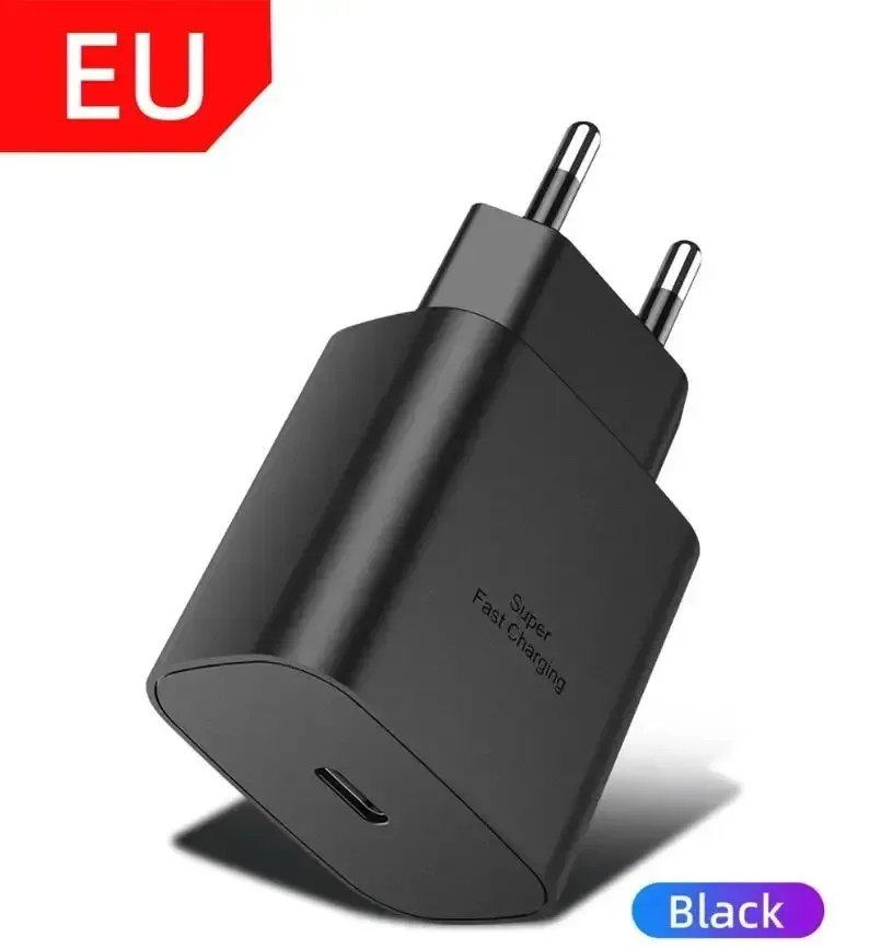 EU UK US 25W Super Fast Charger USB C Chargers For Samsung Galaxy S23 Ultra S22 Note 20 S24 USB Type C Power Adapters With Cable