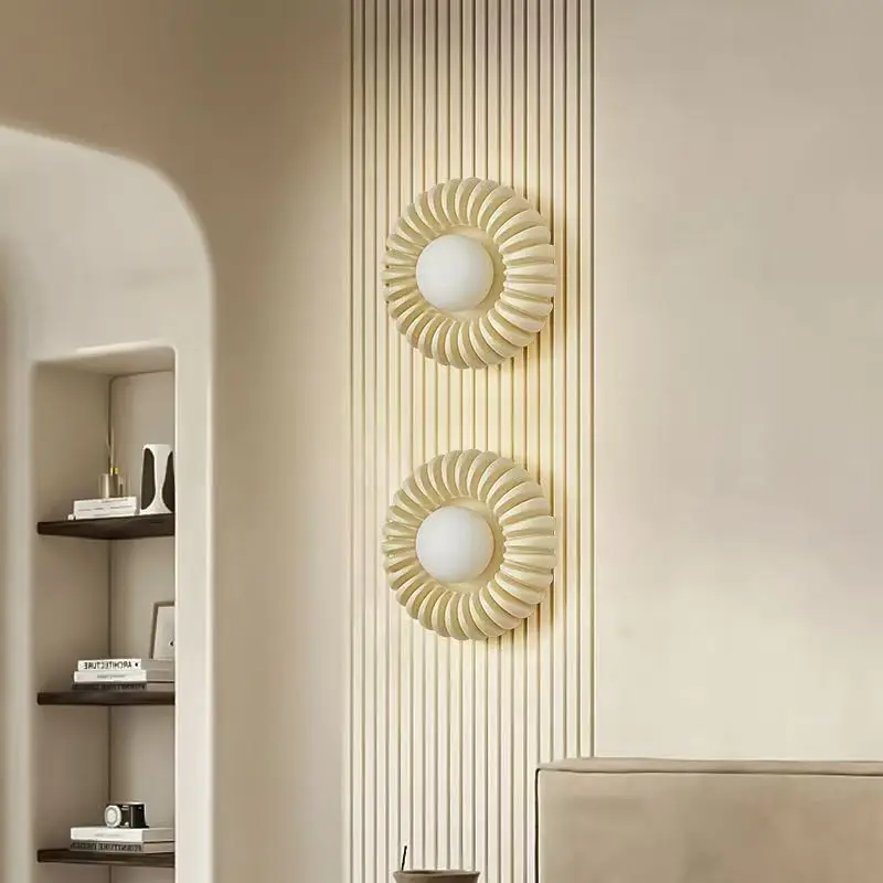 

French Minimalist Style Circular Creative Wall Lamp Nordic Art Lamps for Living Room Bedroom Corridor Background Wall Home Decor