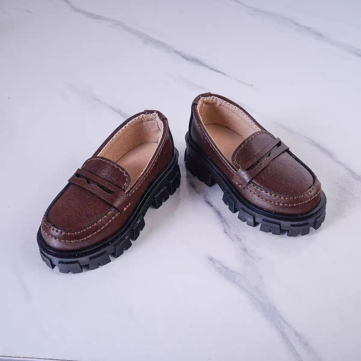 4-point BJD gear sole uniform shoes, thick soled loafers, 1/4 MSD MDD baby leather shoes, 5-color men's shoes