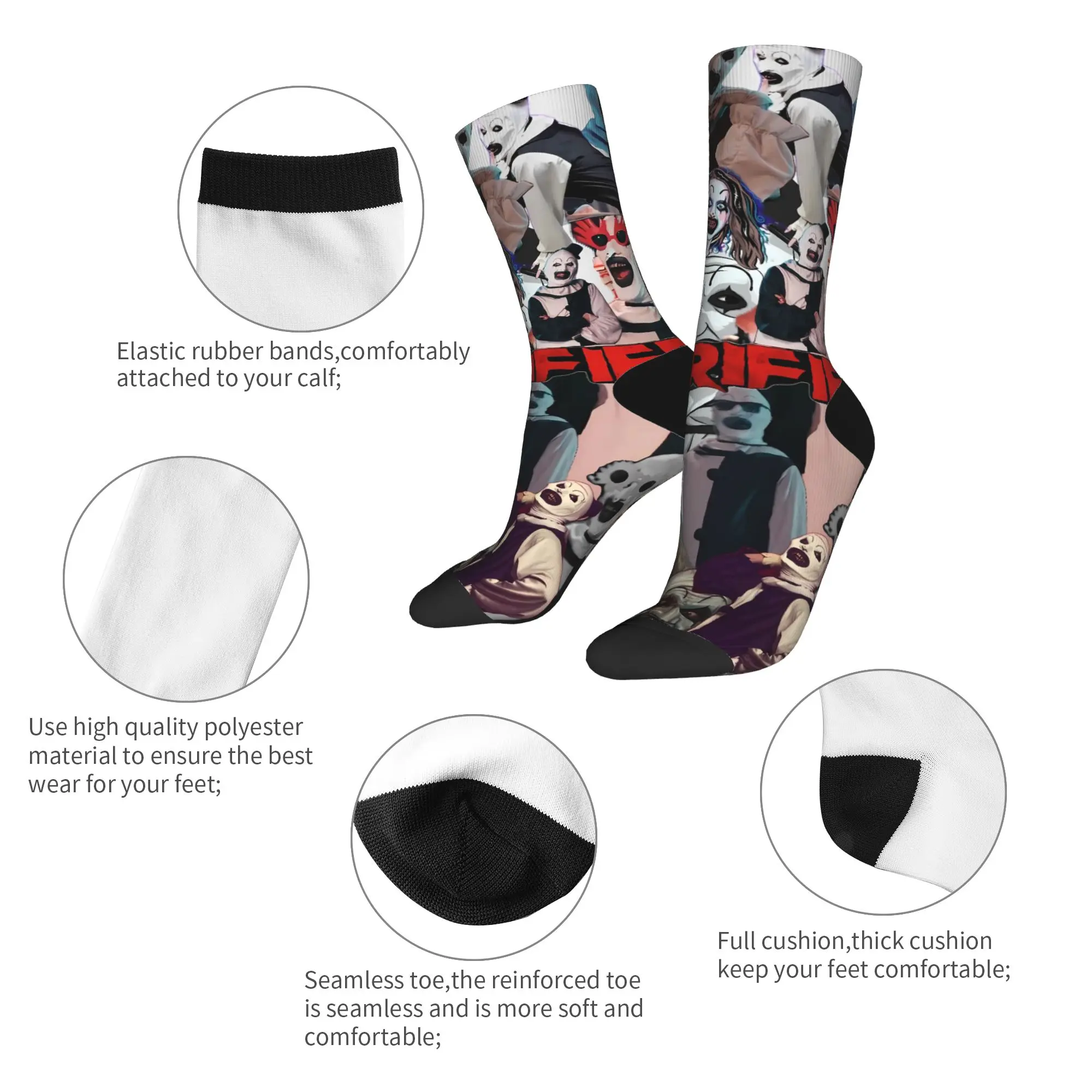 Couple Socks Retro Terrifier Movie Halloween  Stockings Anti Bacterial Breathable Socks Spring Korean Design Climbing Socks
