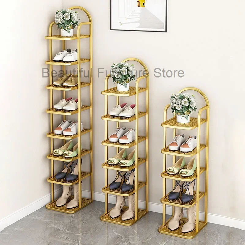 

Shoe Racks Organizer Nordic Shoe Shelf Metal Vertical Space Saving Cabinet Entrance Multi-layer Decorative Cabinet Shelf