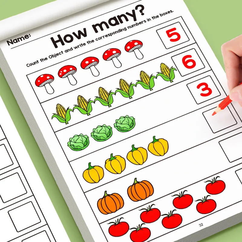 32-Page Illustrated Math Workbook Designed for Interactive Preschool Learning, Featuring Number Tracing 0-12 Practice Book