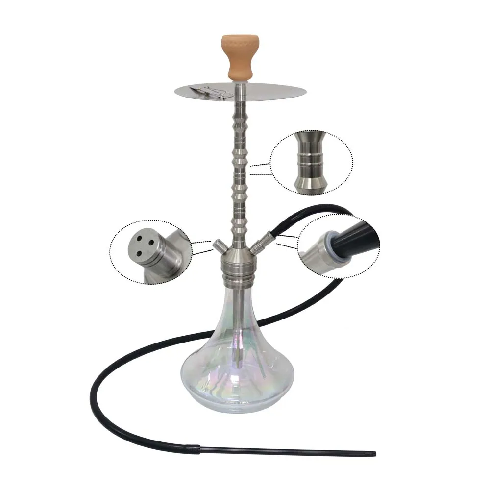 Stainless Steel Hookah Shisha Set With Spring Ceramic Bowl Glass Bottle Hookah Bar Narguile Sheesha Chicha Cachimbas Accessories