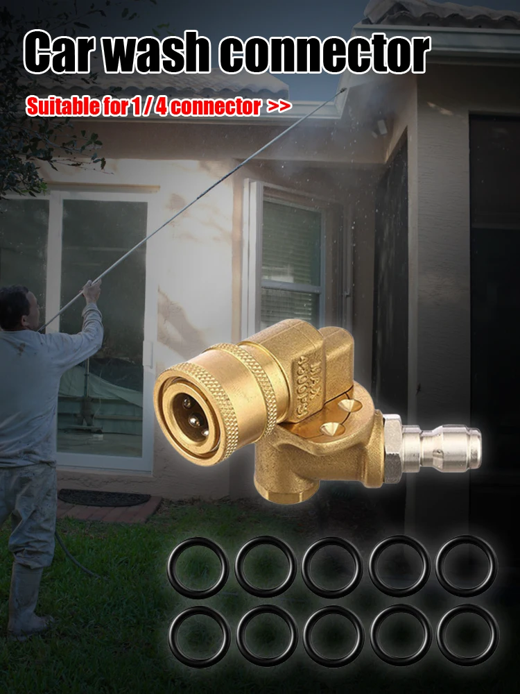 1/4 بوصة إدراج فوهة مع 10 قطعة O-خواتم 180 درجة اتصال سريع غسالة الضغط مرفق النحاس لنصائح غسالة الضغط