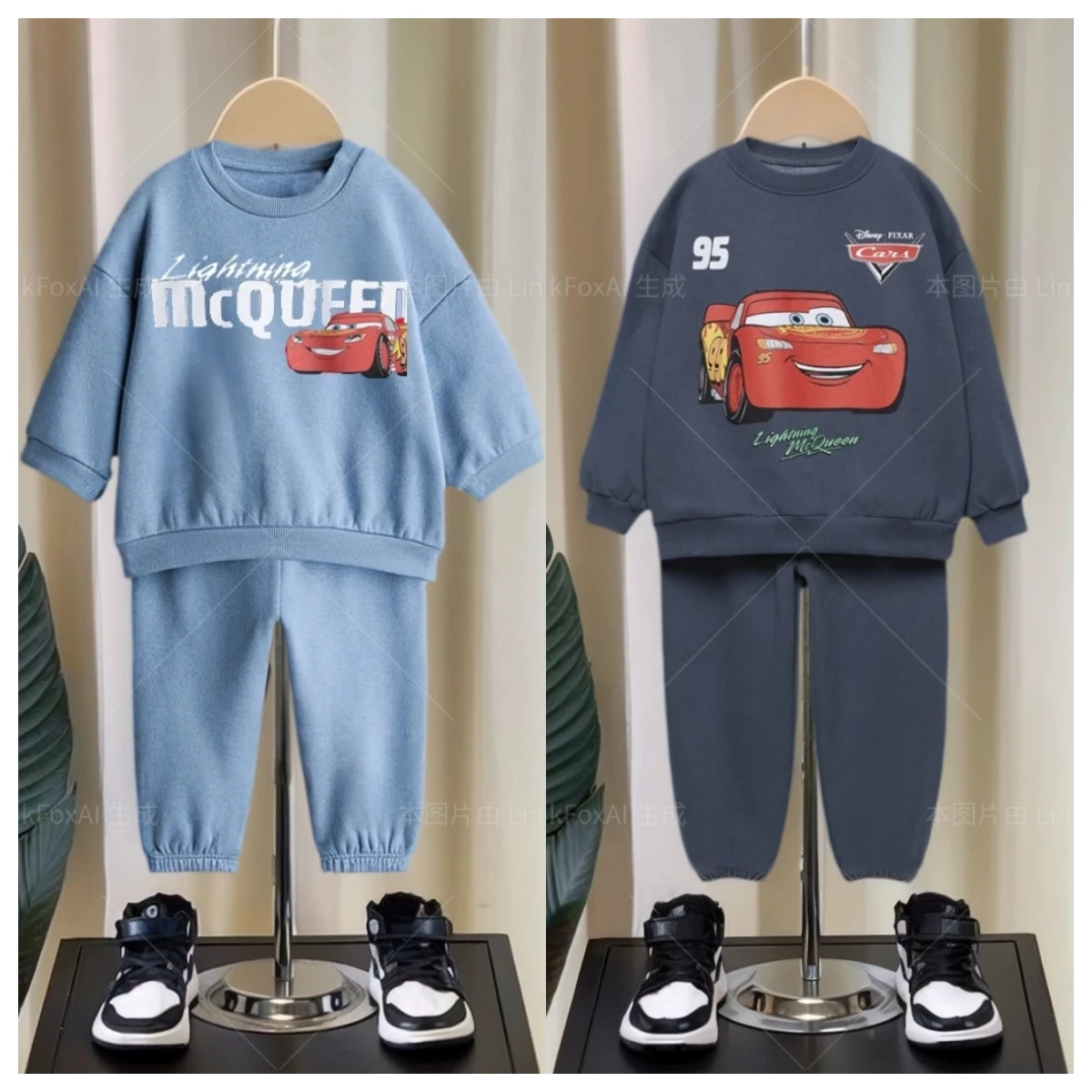 

Cartoon Car Hoodies + Pants Children's Wear Set Spring Clothing Loose Fashion Long Sleeve Hooded Tracksuit Kids Casual Outfits