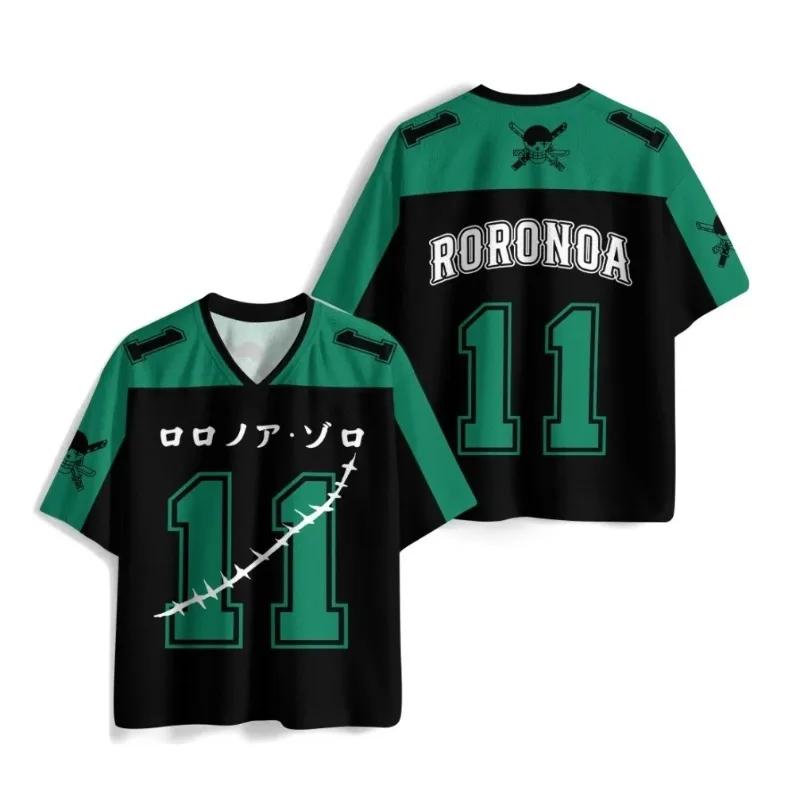 Pirate King Solon V-neck Short Sleeve Jersey Loronoya Solon No. 11 Quick Drying T-shirt Animation Anime Color Contrast Jersey