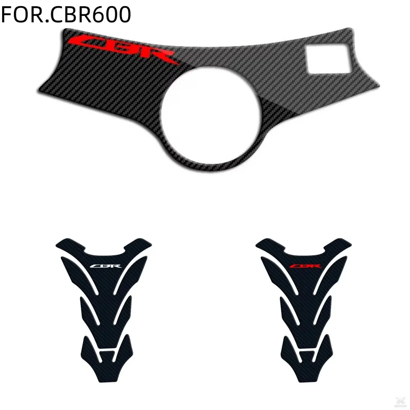 Carbon Fiber Motorcycle Tank Cap Tank Pad Fork Triple Tree Upper Clamp Decal Sticker For Honda CBR600 CBR 600 F4/F4i 1999-2007