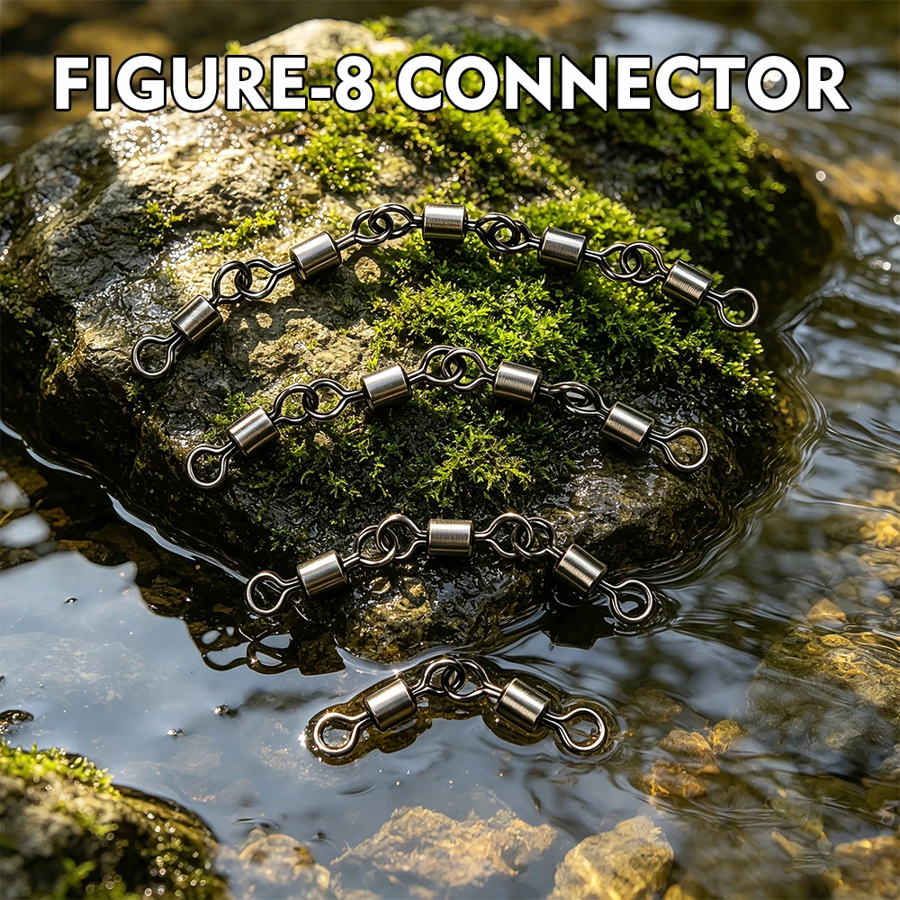 PROBEROS 10Pcs/Bag Multi Joint Barrel Swivel Fishing Connector Anti‑Twist Rolling Swivel Chain Sea Carp Bass Fishing Accessories