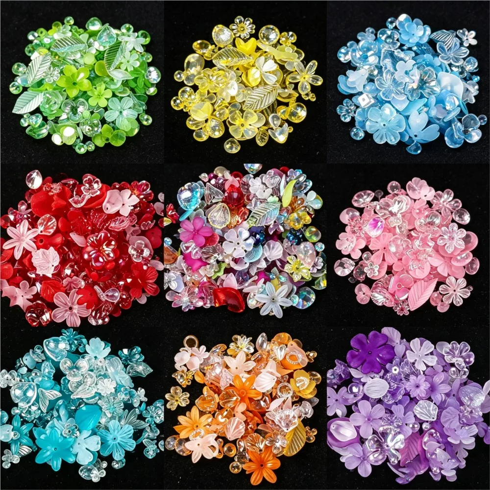 20g/100g Acrylic Colorful Flower Acrylic Spacer Decoration Beads For DIY Bracelet Necklace Jewelry Making Supplies Accessories view 2
