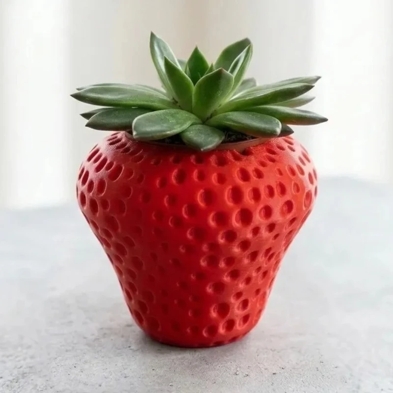 Strawberry Shaped Window Sill Planter Pot Succulent Green Plant Flower Pot Cute Desktop Tabletop Decor For Home Balcony Ornament