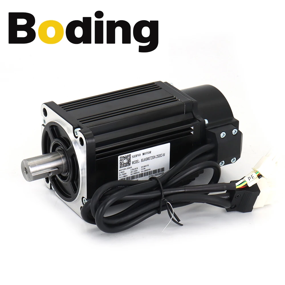 BODING JMC 750W 3000rpm 2.39N.m 80mm AC220V Servo Motor Drive Kits JASD7502-2500+80JASM07230K-2500C with 3M Cable 2500 Cable