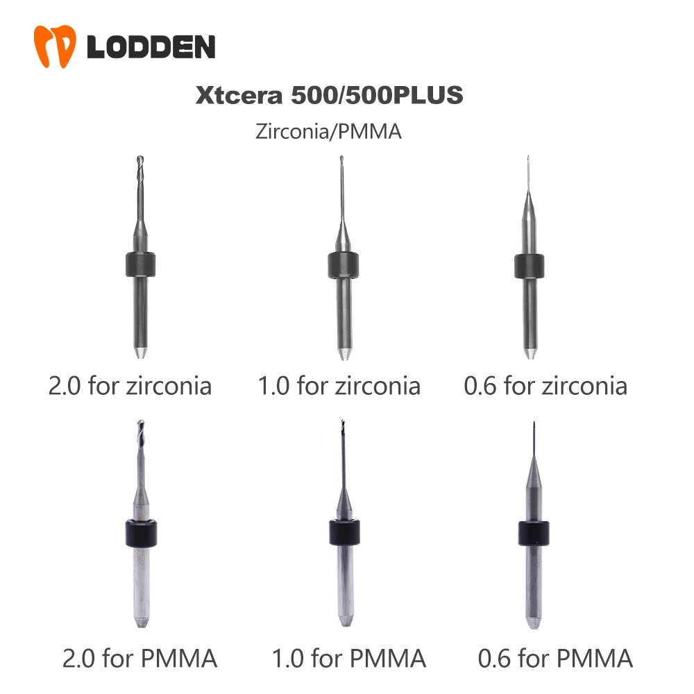 Xtcera 500/500 PLUS for Zirconia PMMA Dental Lab Milling Burs D4 DC NC Coating Dentisity Materials Grinding Drills Tools