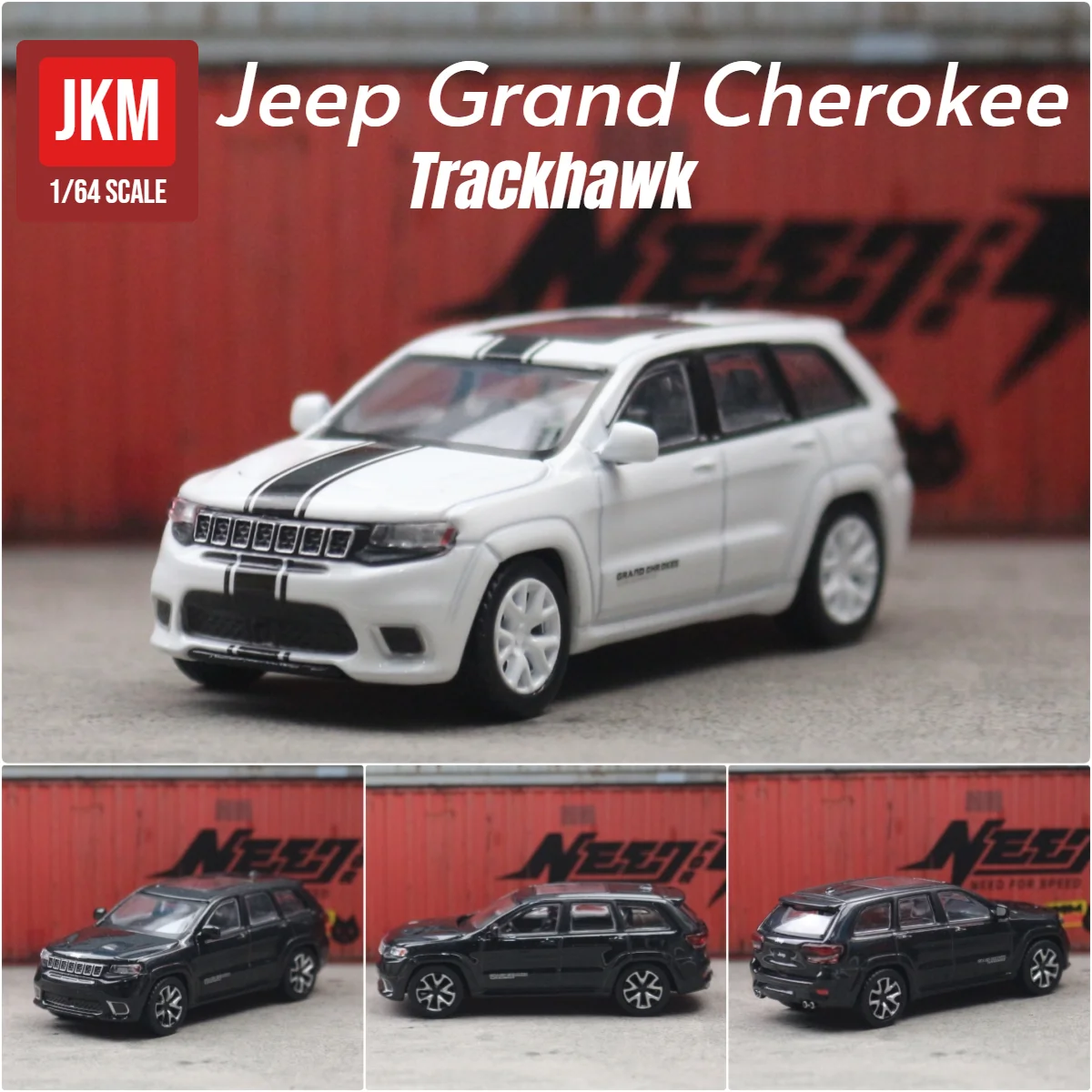 1/64 jeep grand cherokee trackhawk miniatura 1:64 jkm modelo de carro de brinquedo suv veículo esportivo rodas grátis coleção de metal fundido presente