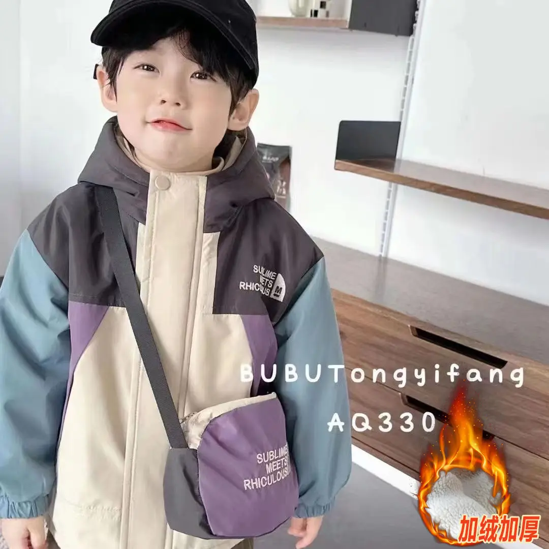 

Fashion Children's clothing boy cotton trench Hooded Coat long Korean casual autumn Spring Streetwea Outdoor jacket Windbreaker