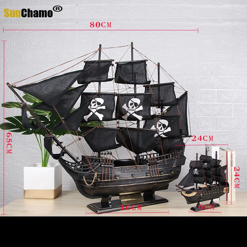 Black Pearl Home Wooden SailBoat Model Decor Nice Nautical Souvenir Gift Vintage Decoration Sailing Boat Kits Europe Decora