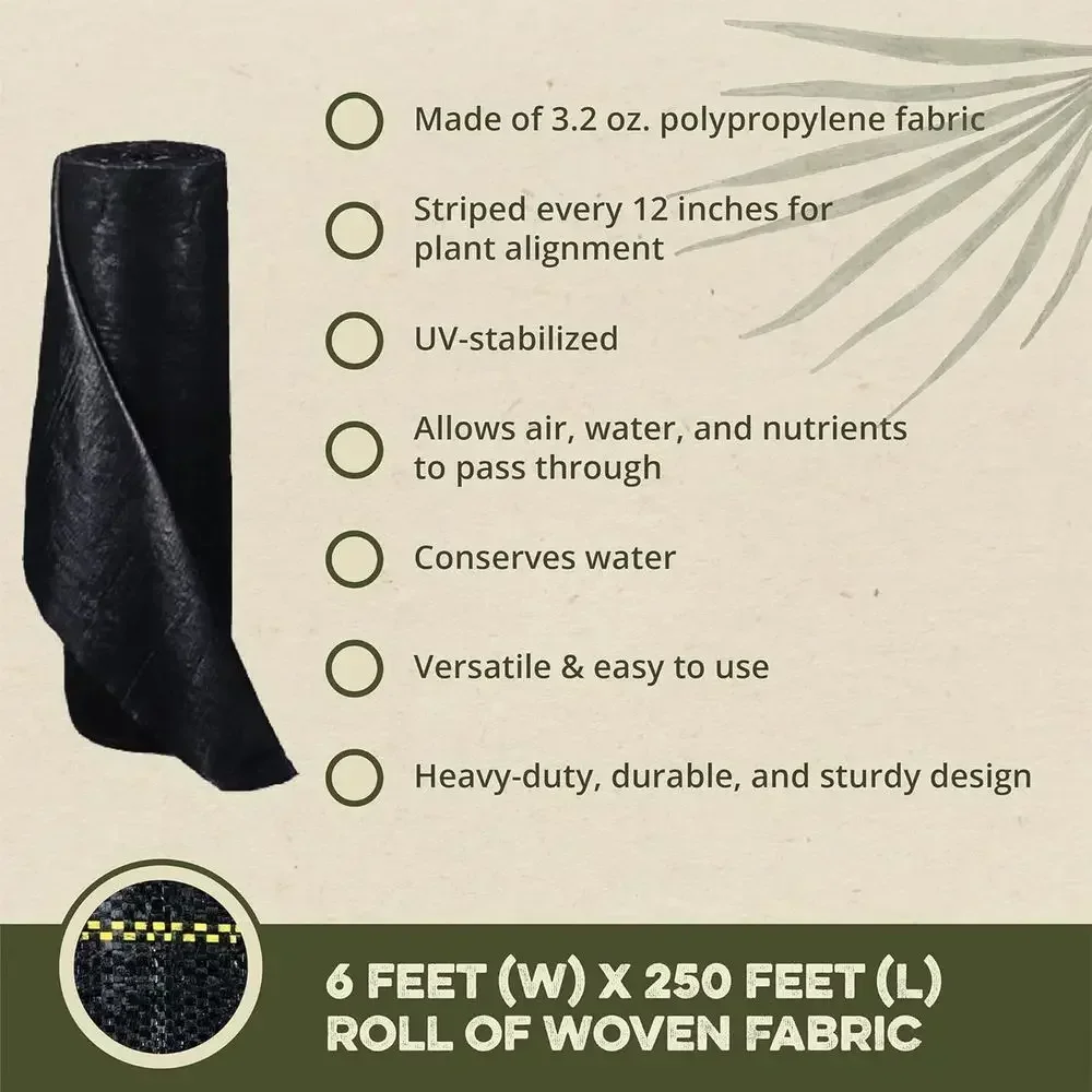 5 oz Heavy-Duty Woven Fabric for Weed Barrier, Garden and Commercial Planting Use