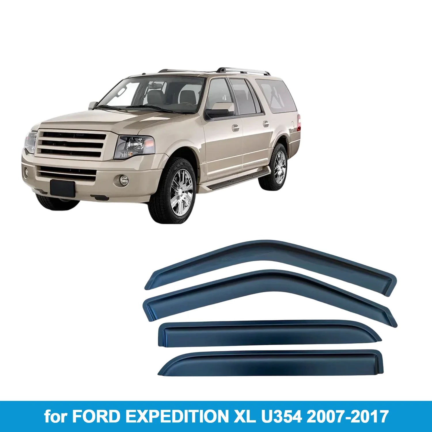 

Window Visor for FORD EXPEDITION XL U354 2007-2017 Rain Guard Side Vent Deflector Weathershield Outside-Mount Tape On