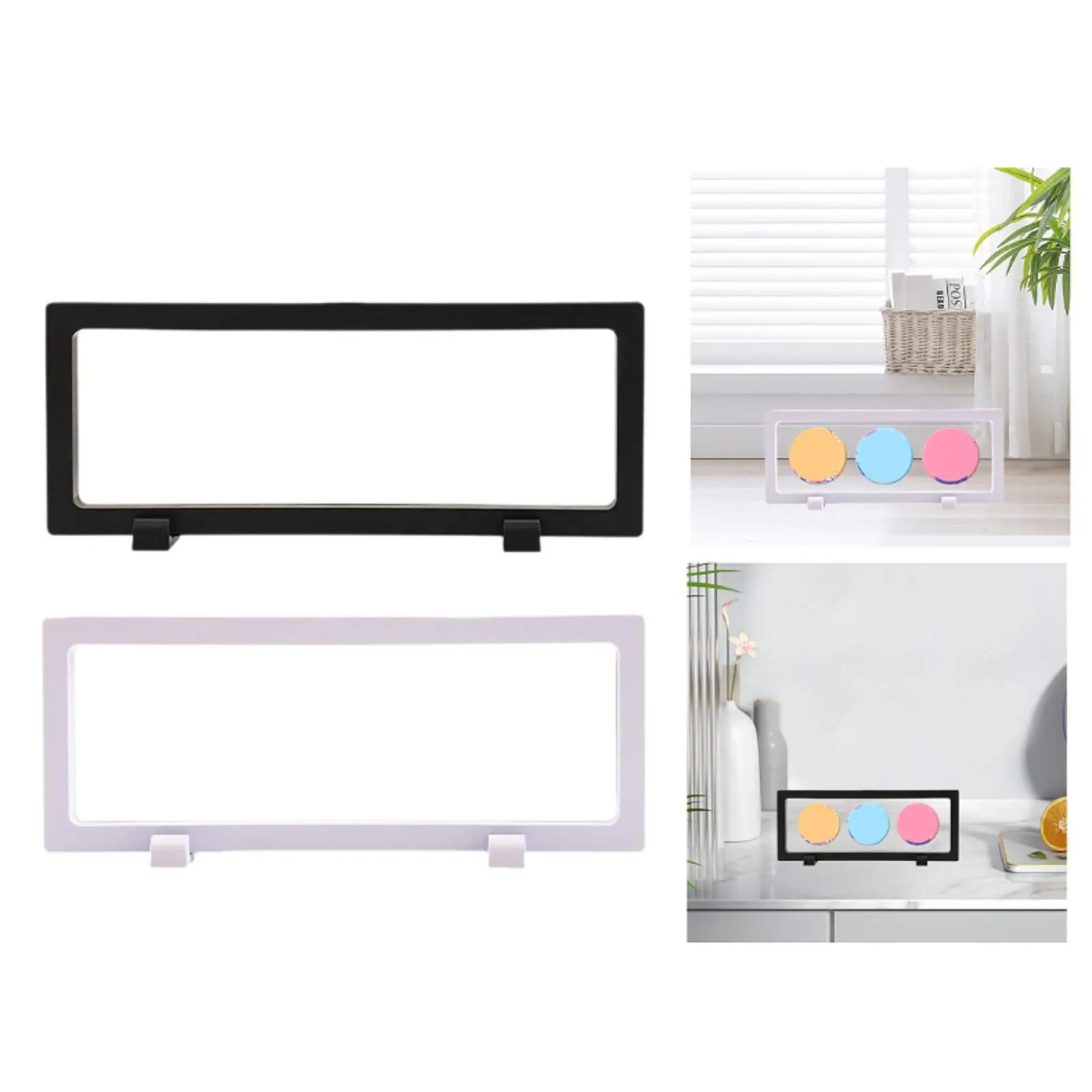 

Floating Frame Display Case with Base Multipurpose Lightweight Showcase Display Stand Holder Organizer for Pin Medallion Jewelry
