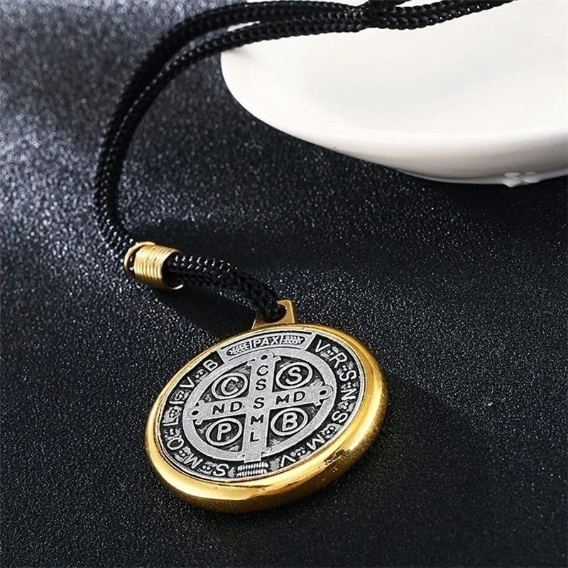 Saint Benedict Necklace Holy Catholic Patron Medal Cross Religious Jewelry Pendant Rope Charms For Women Men