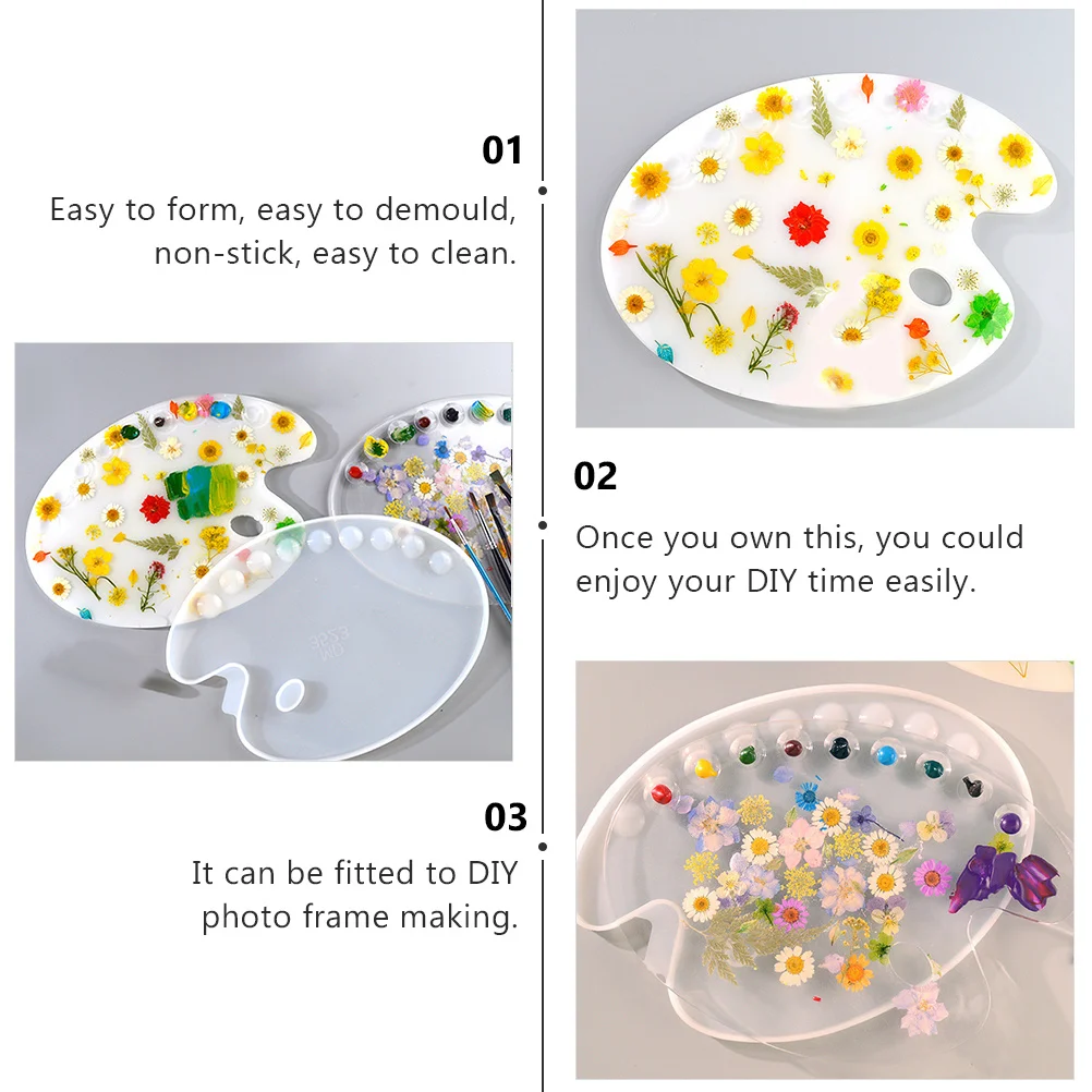 1Pcs Epoxy Resin Silicone Mold DIY Color Palette Drawing Board Mold Easy Demould Artistic Craft Making Supplies