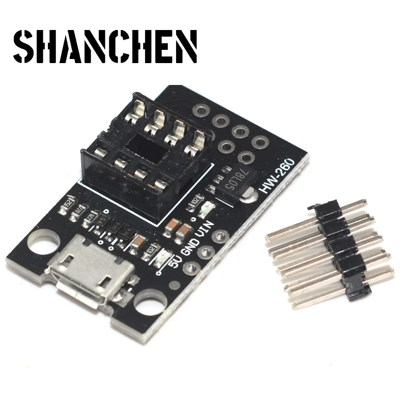 Pluggable ATTINY Development Board For ATtiny13A/ATtiny25/ATtiny45/ATtiny85 Programming Editor Micro Usb Power Connector