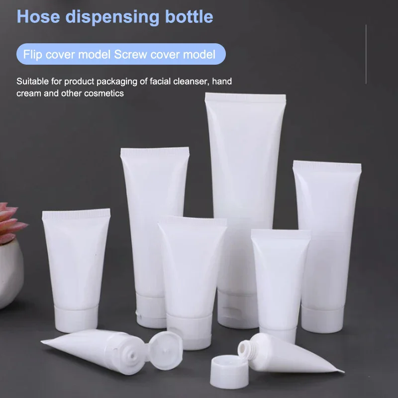 10 Uds 15/20/30/50/100ml blanco Flip Top loción rellenable vacía tubos para apretar viaje a prueba de fugas para crema de manos loción para el cuidado de la piel DIY