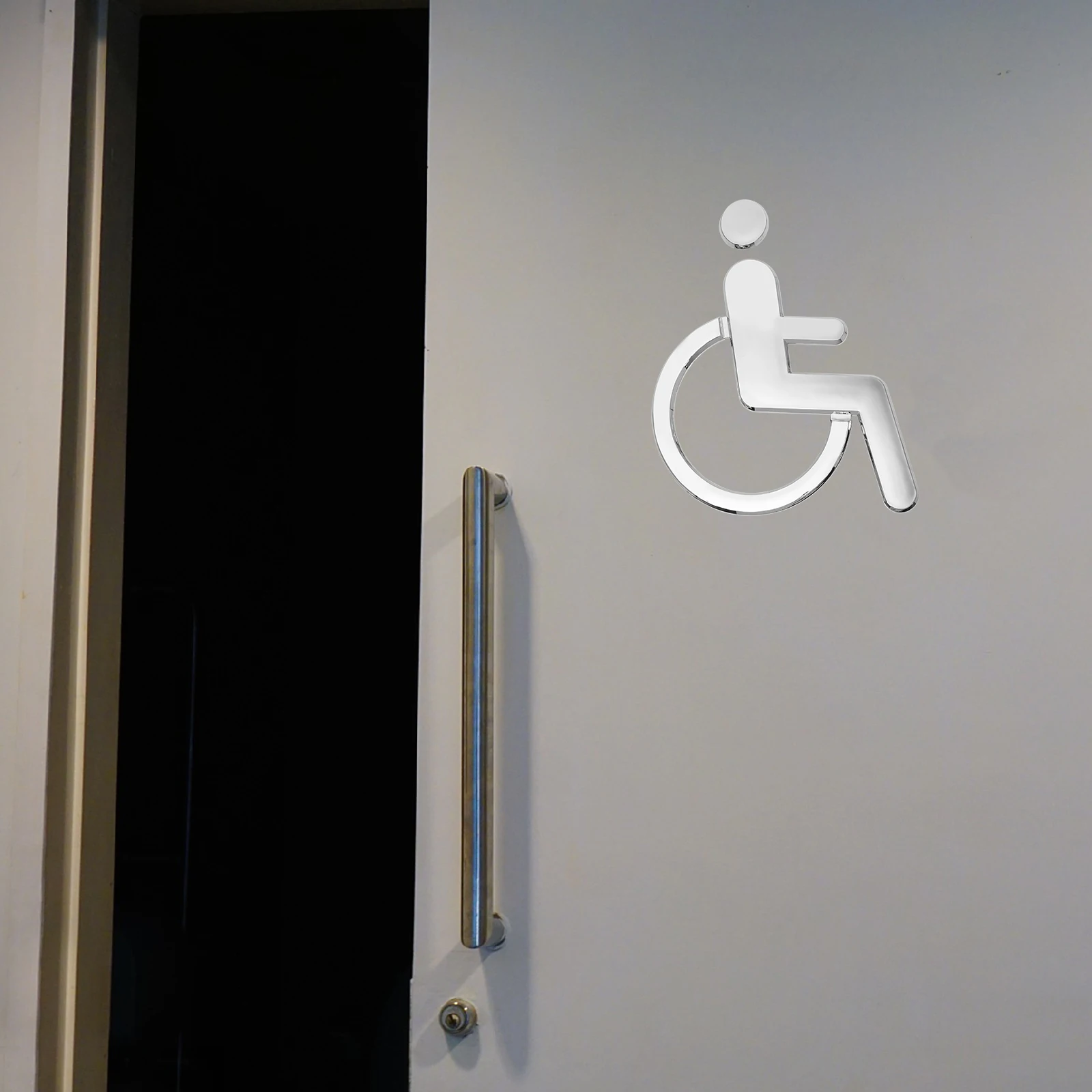 Disability Silver Wheelchair Restroom Signs Business Wall Sticker ABS Lightweight Practical Design Toilet Sign Traffic