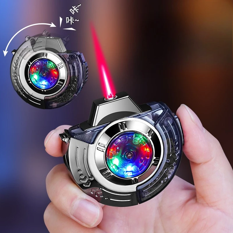 

Cool Flying Disc Shaped Inflatable Lighter Windproof Direct Spray Flame Color Light Pressure Reducing Lighter Men's Small Tool