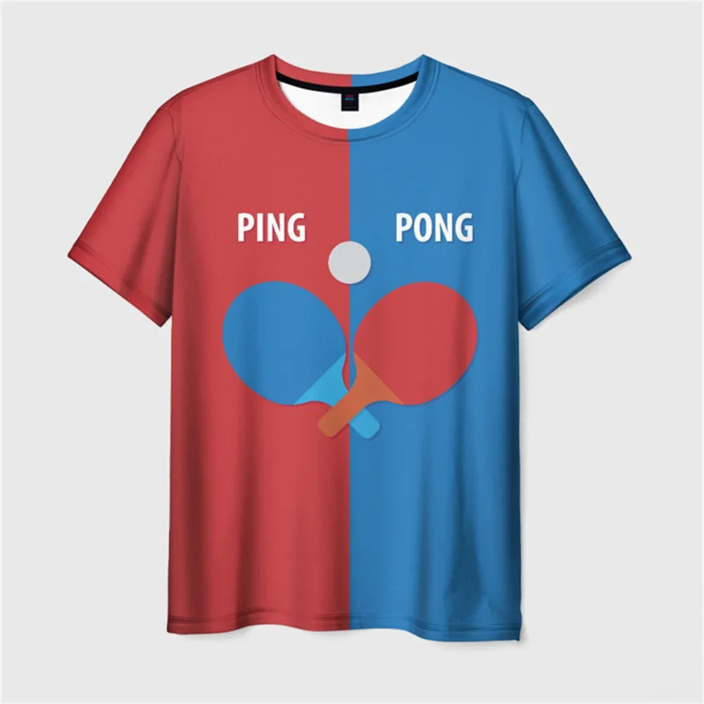 

Fun Table Tennis 3D Print Sports Quick-dry Breathable Men T-shirt Outdoor Training Street Fitness Run Parent-child Short Sleeve