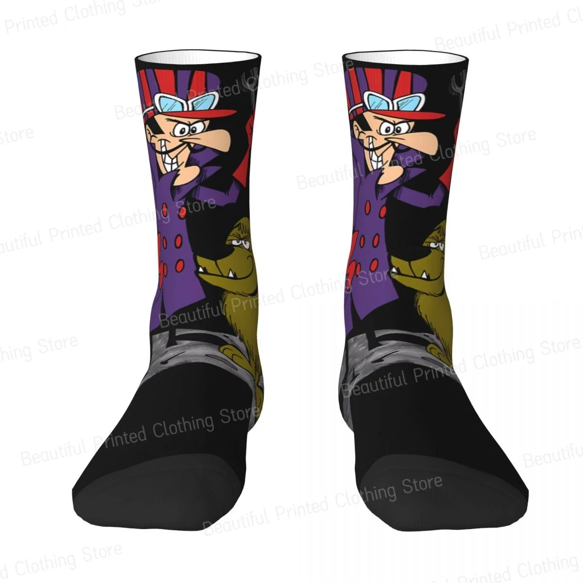 Muttley Cartoon Unisex Four Seasons Socks Running Happy Crew Socks Street Style Crazy Sock