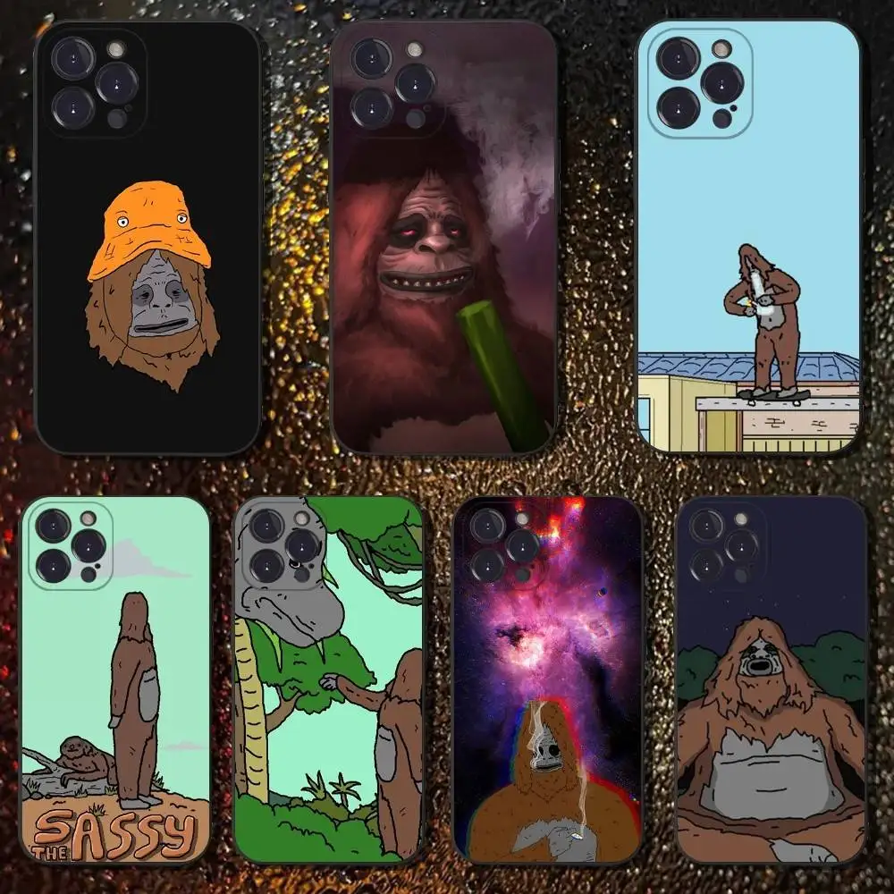 Sassy The S-Sasquatch Phone Case For iPhone 17,16,15,14,13,12,11,Plus,Pro Max,XS,X,XR,SE,Mini,6,7,Soft Silicone Black Cover