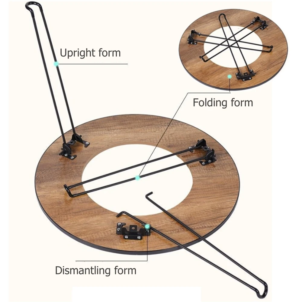 Multifunctional Camping Round Table Lightweight Protable Outdoor Wood Stove Table Folding Picnic Barbecue Grill Circular Table