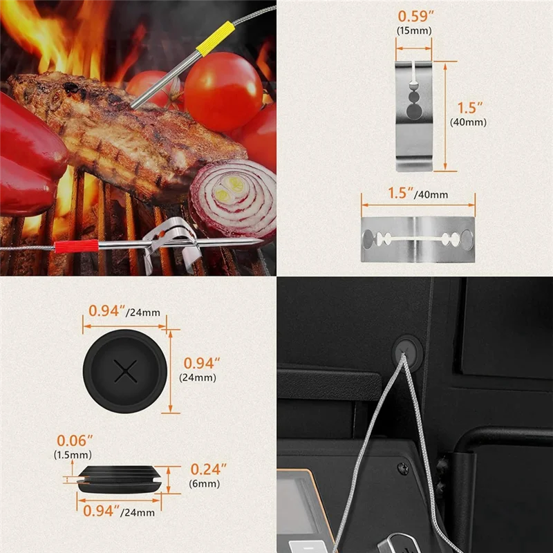 ABLQ 2-Pack Meat Probe لـ Oklahoma Joe's، Z Grills، Cuisinart Wood Pellet Grill، مع جروميت مسبار ومشبك مسبار درجة الحرارة