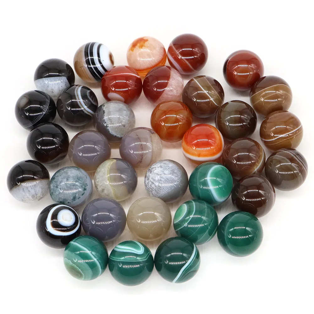 20mm Non-Porous Round Ball Natural Stone Crystal Sphere Black Gray Agate Quartz Polished Gems Globe Balls For DIY Jewelry Making