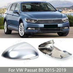 2PCS For Volkswagen VW Passat B8 Variant 2015-2019 Matte Chrome Rearview Side Mirror Cover Cap Shell Lid House