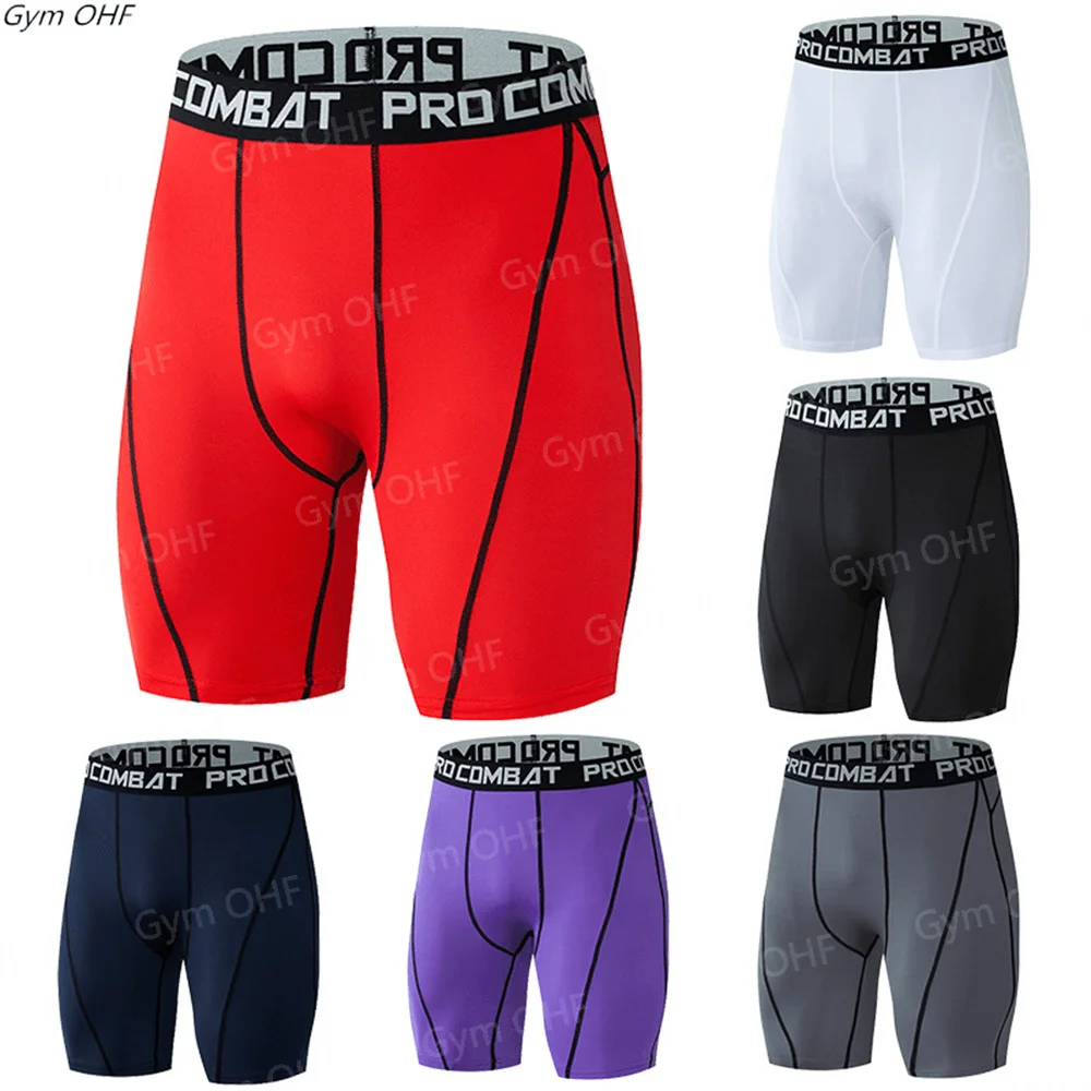 

New Men Sports Leggings Fitness Elastic Compression Tights Drying Quick Size Fitness Plus Pants Running Training Stretch Shorts