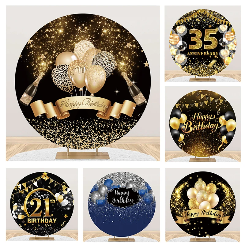 Laeacco 18th Birthday Bar Mitzvah Diamond Round Polyester Custom Backdrop Photographic Photo Background For Photo Studio