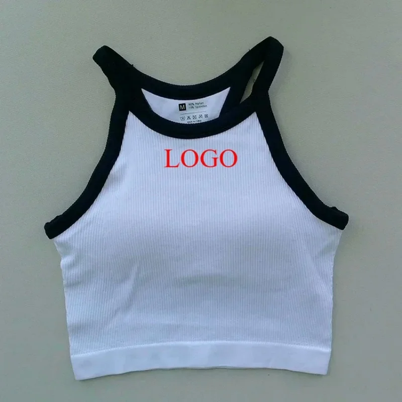 Alphalete  Top Camisole Fitness Seamless Knitted Deep V Vest Threaded Yoga Underwear Seamless Knit Vertical Stripe Tank Top